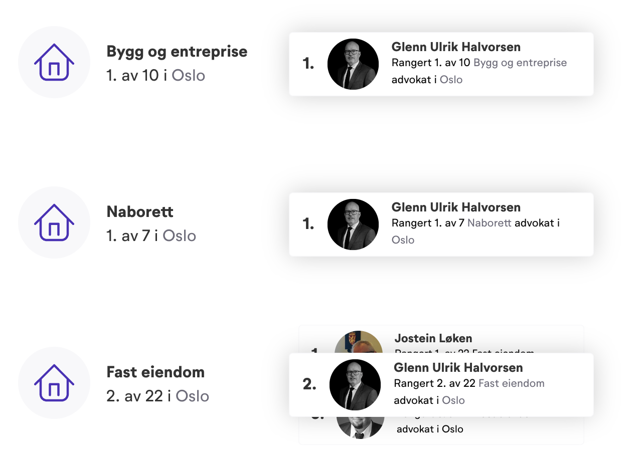 Skjermbilde fra advokatguiden.no